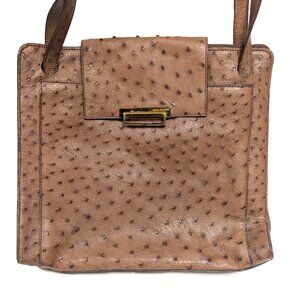 MAURO GOVERNA Ostrich Leather Shoulder Bag